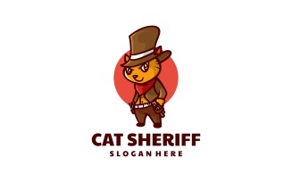 Cat Sheriff Cartoon Logo Style