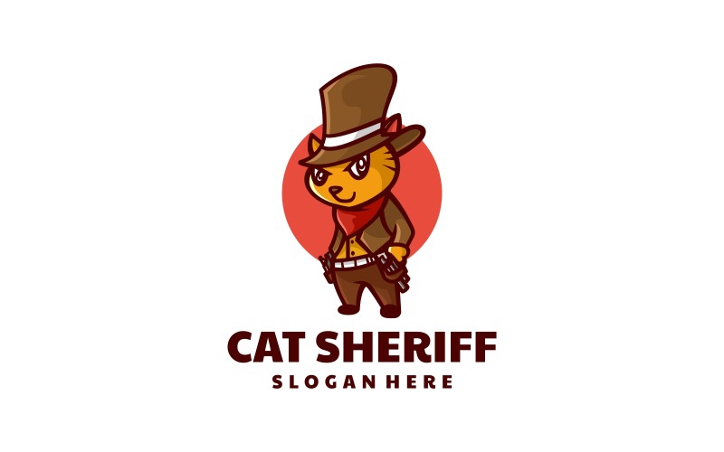 Cat Sheriff Cartoon Logo Style Logo Template