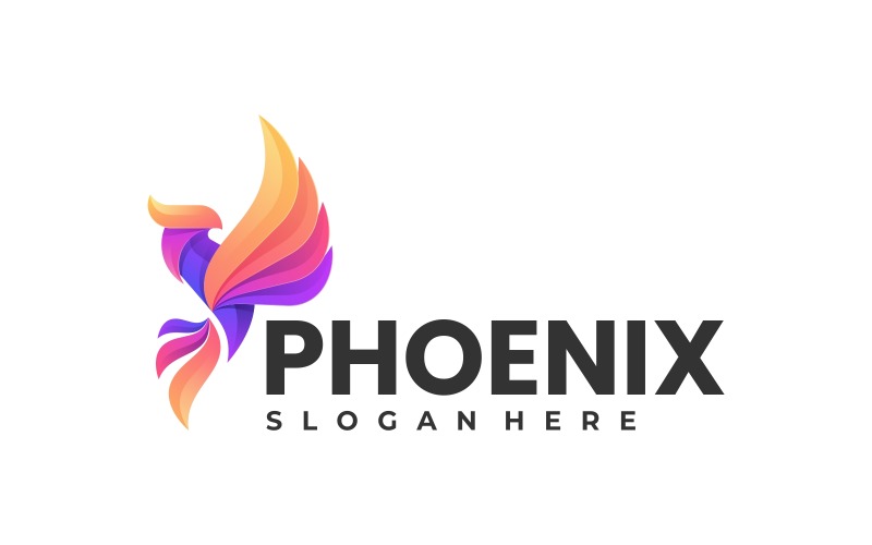 Colorful Phoenix Gradient Logo Logo Template