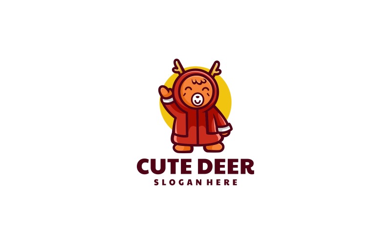 Cute Deer Mascot Cartoon Logo Logo Template