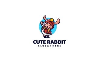 Cute Rabbit Mascot Cartoon Logo