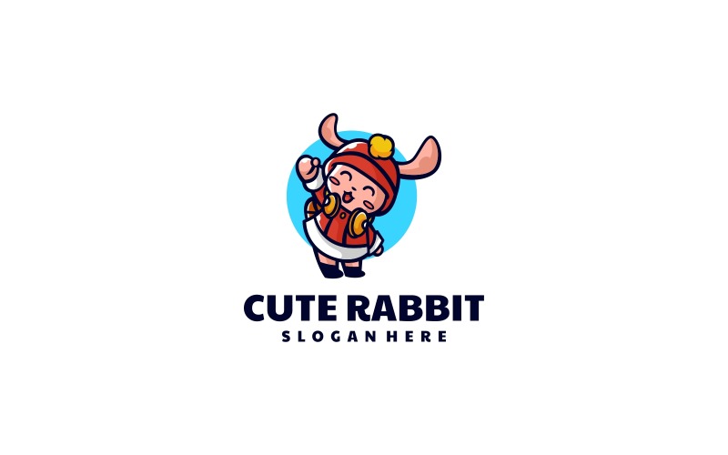 Cute Rabbit Mascot Cartoon Logo Logo Template