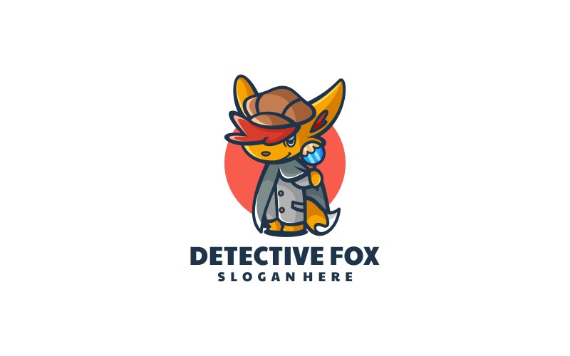 Detective Fox Cartoon Logo Logo Template