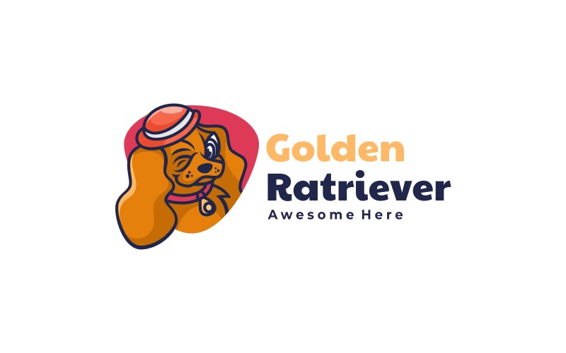 Golden Retriever Cartoon Logo Logo Template