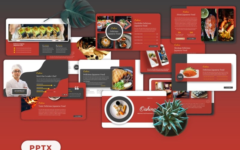 Oishine - Japanese Food Powerpoint PowerPoint Template