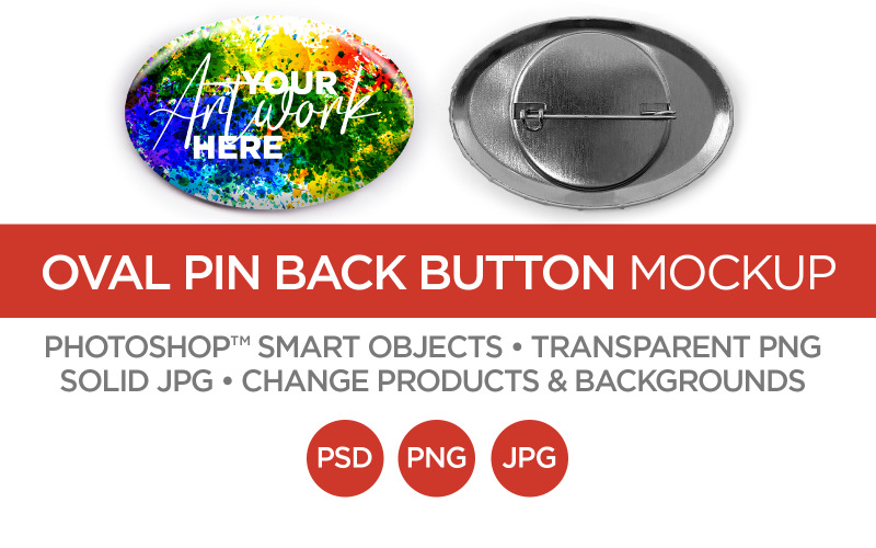Oval Button Pin Back Mockup & Template Product Mockup