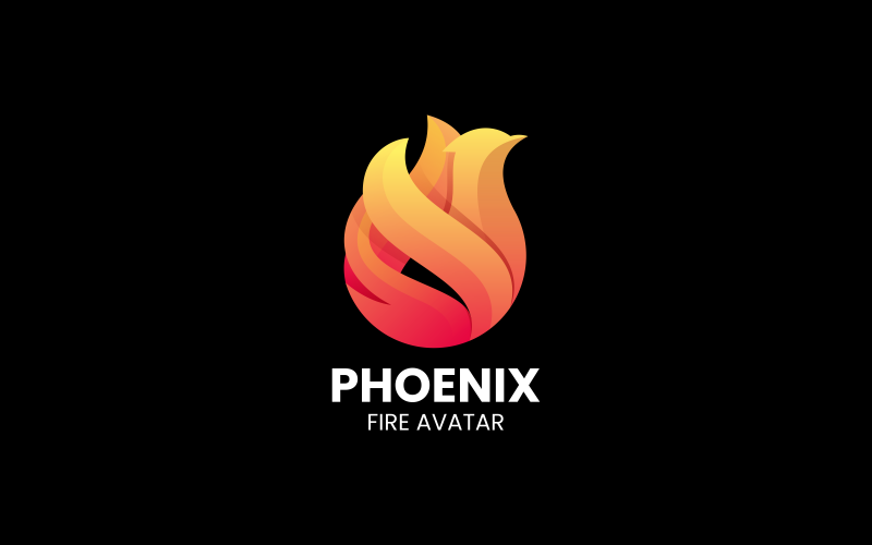 Vector Logo Phoenix Bird Gradient Style Logo Template