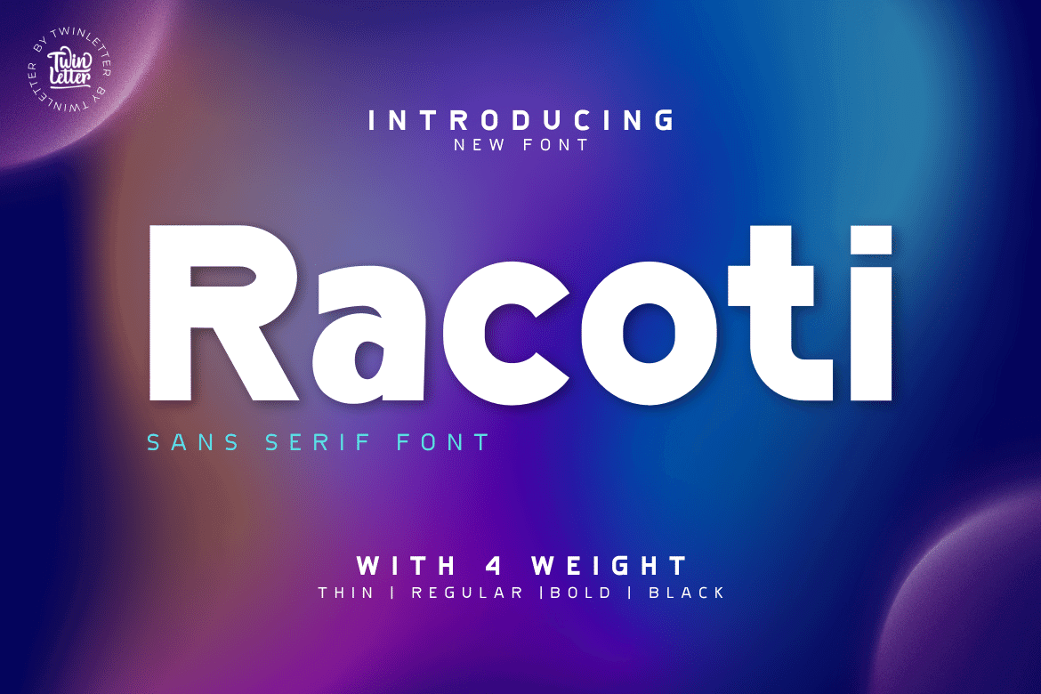 Racoti is a sans serif font with four weights