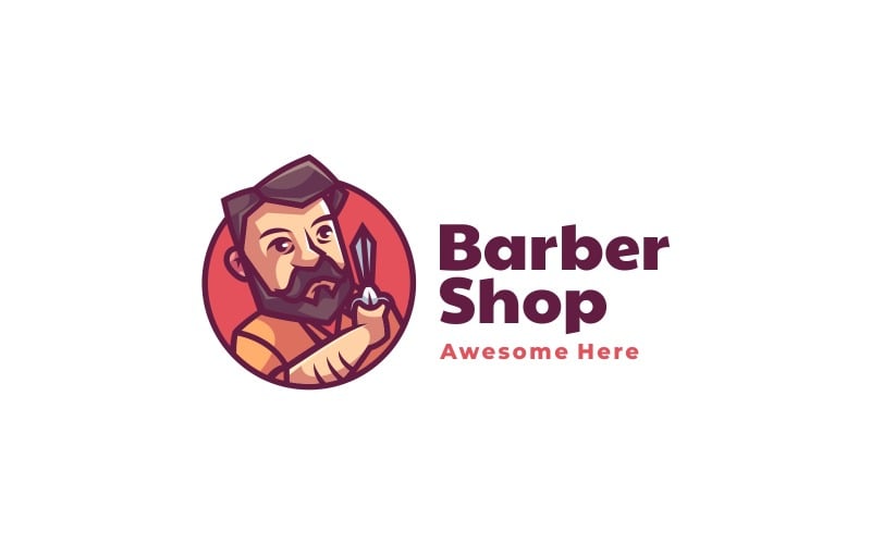 Barber Shop Simple Mascot Logo Logo Template