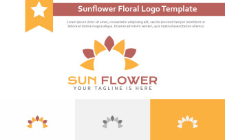 Bright Sunflower Sun Flower Floral Florist Logo Template