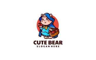 Cute Bear Cartoon Logo Style