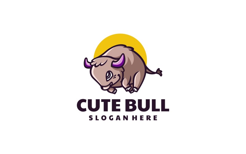 Cute Bull Simple Mascot Logo Logo Template