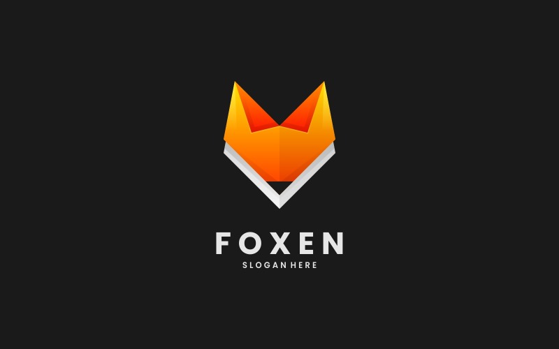 Fox Head Gradient Logo Design Logo Template