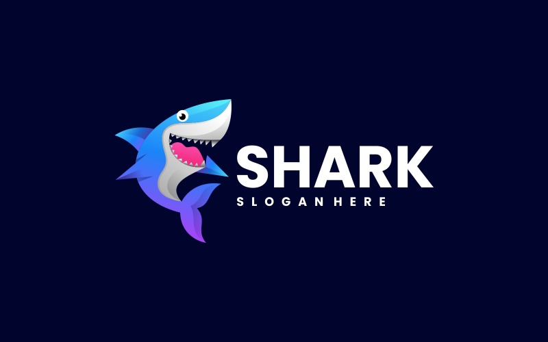Happy Shark Gradient Logo Logo Template