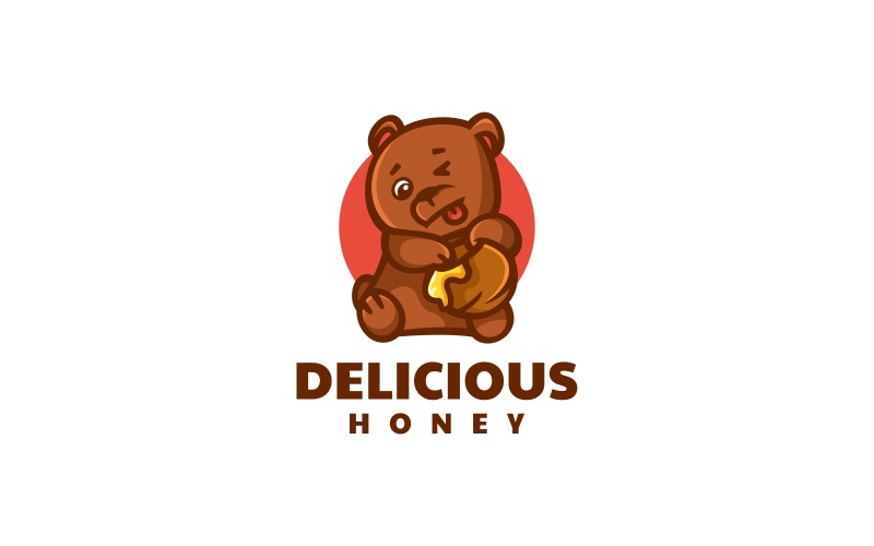 Honey Bear Simple Mascot Logo Logo Template