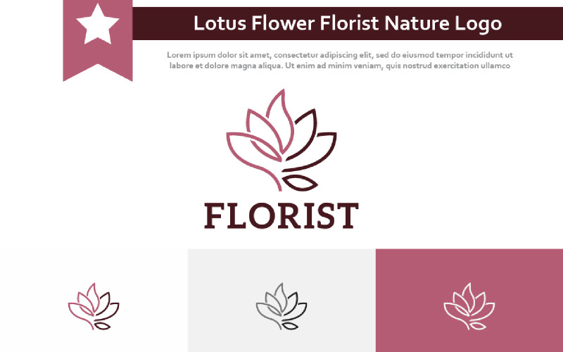 Lotus Flower Petal Florist Nature Line Abstract Logo Logo Template