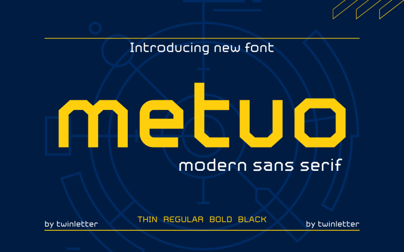 Metuo is a modern font available in four weights Font