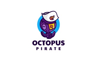 Octopus Pirate Cartoon Logo