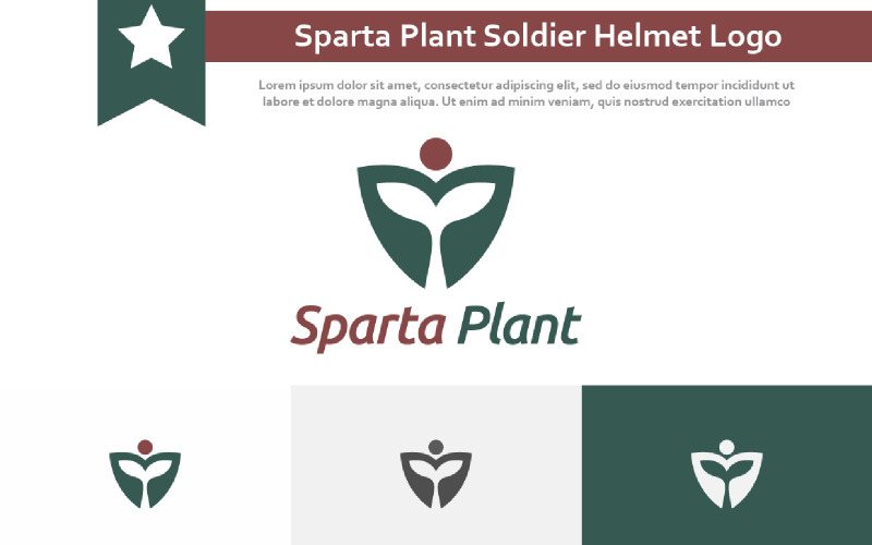 Sparta Plant Soldier Helmet Nature Organic Green Logo Logo Template