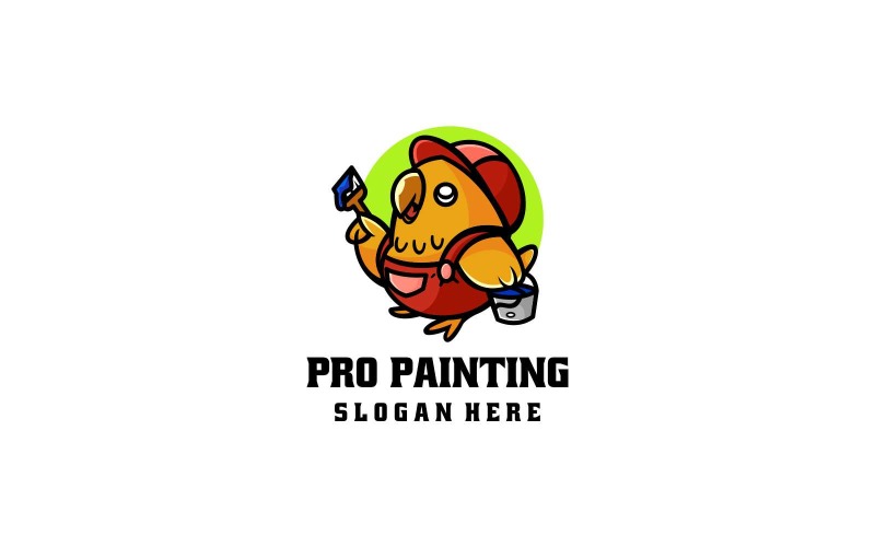 Chicken Painting Cartoon Logo Logo Template