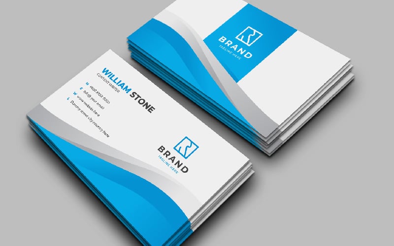 Creative 3d Style Blue And Silver Business Card Corporate Identity