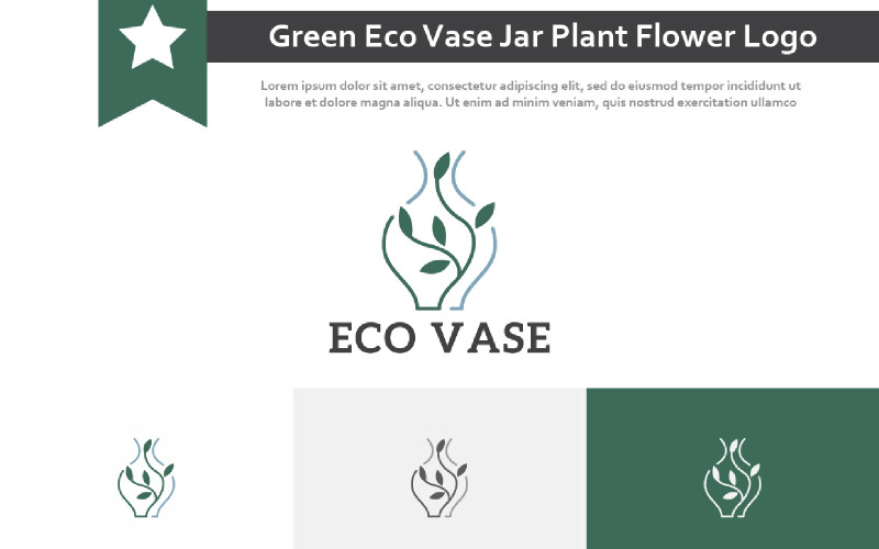 Green Eco Vase Jar Plant Flower Abstract Logo Logo Template