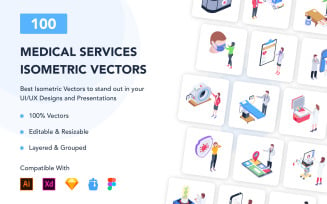100 Isometric Medical Services Illustrations