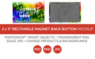 Rectangle Button Rare Earth Magnet Back Mockup & Template