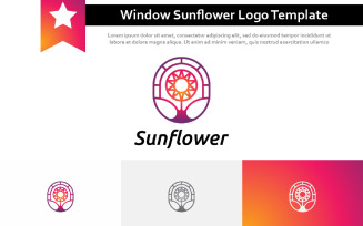 Window Sunflower Sun Flower Floral Florist Logo Template