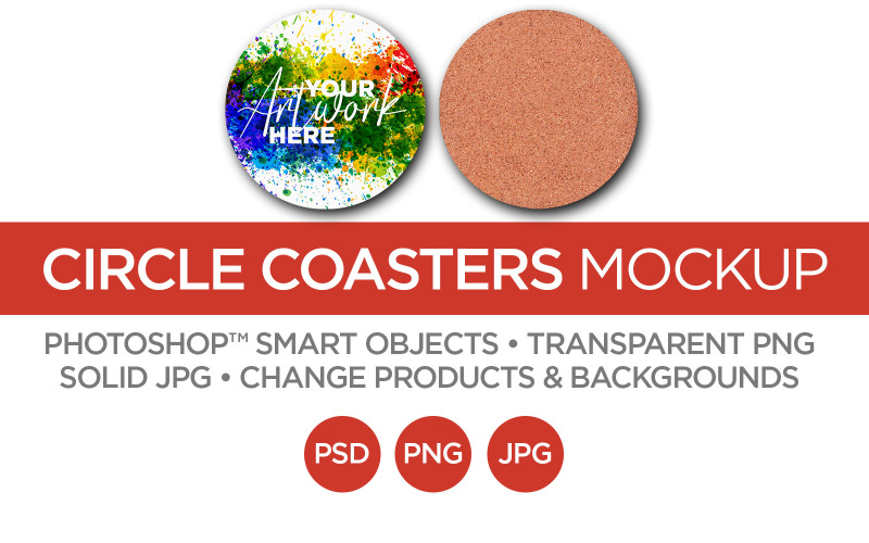 Circle Coasters Mockup & Template Product Mockup
