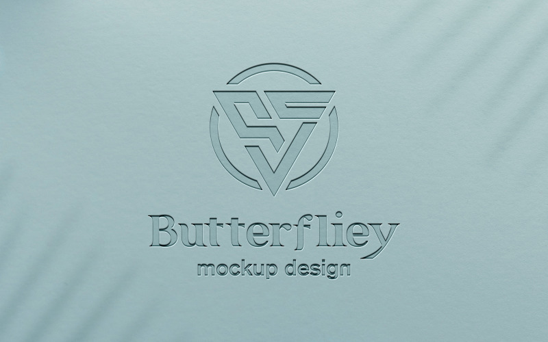Debossed Cyan Logo on Paper Texture Background Mockup Product Mockup