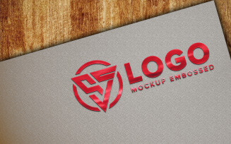 Gray Paper Embossed Red Logo Mockup Design Psd Template