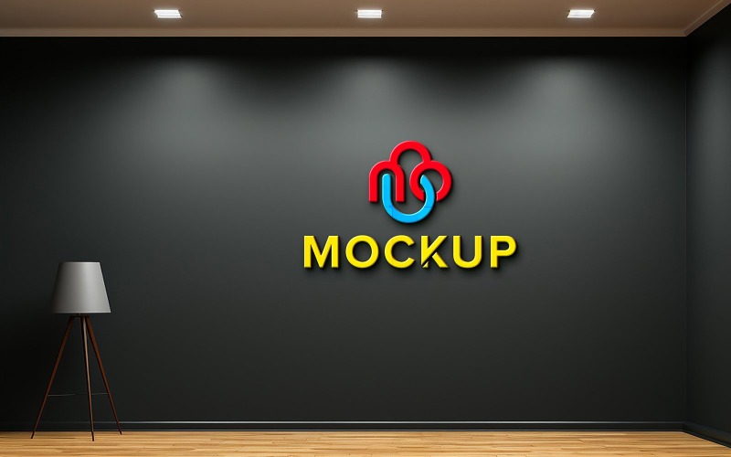 3d Logo Mockup Indoor wall Product Mockup
