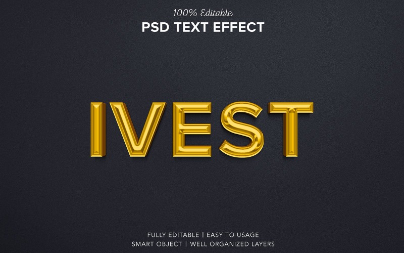 Photoshop 3d Gold Text Effects Psd Editable Template Product Mockup