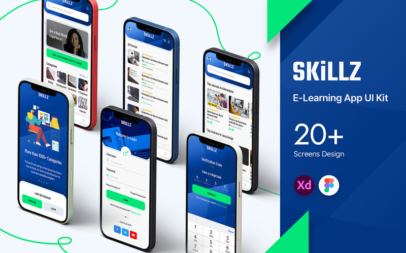 Skillz E-learning App UI Kit UI Element