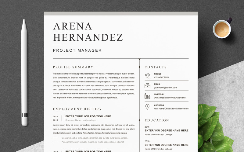 Arena / Clean CV Template Resume Template