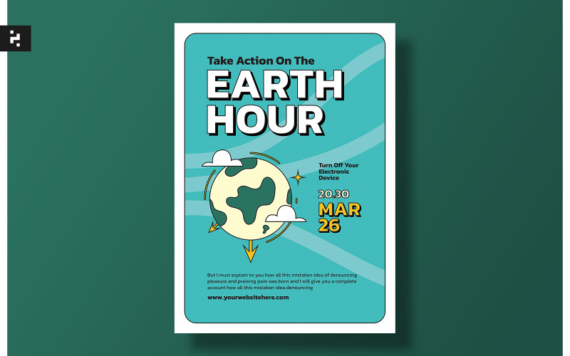 Blue Earth Hour Session Flyer Template Corporate Identity