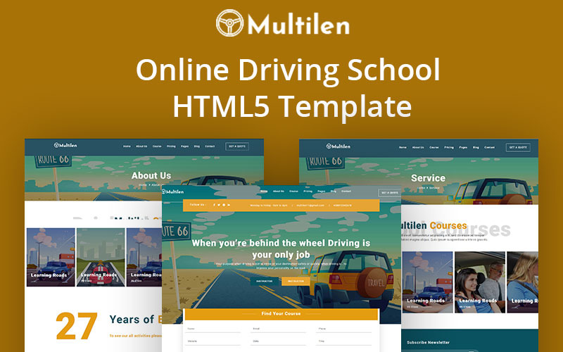 Driving School & Online Website HTML5 Template Website Template