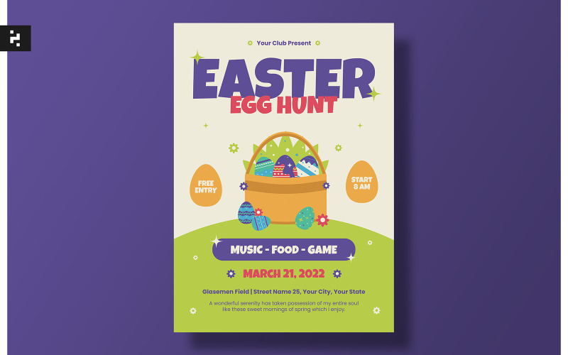 Easter Egg Hunt Festival Flyer Template Corporate Identity