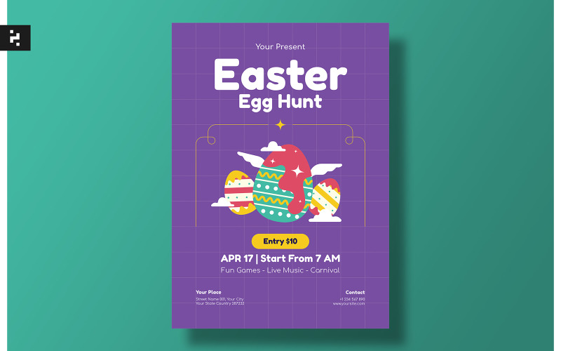 Happy Easter Egg Hunt Flyer Template Corporate Identity