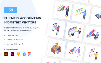 50 Isometric Business Accounting Icons