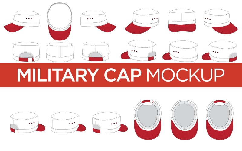Military Army Castro Hat - Vector Template Mockup Product Mockup