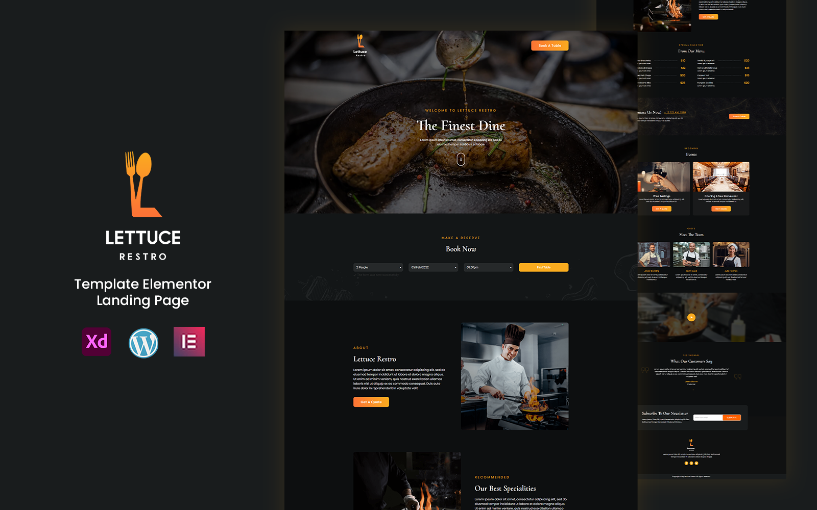 Lettuce Restro - Restaurant Services Ready to use Elementor Template