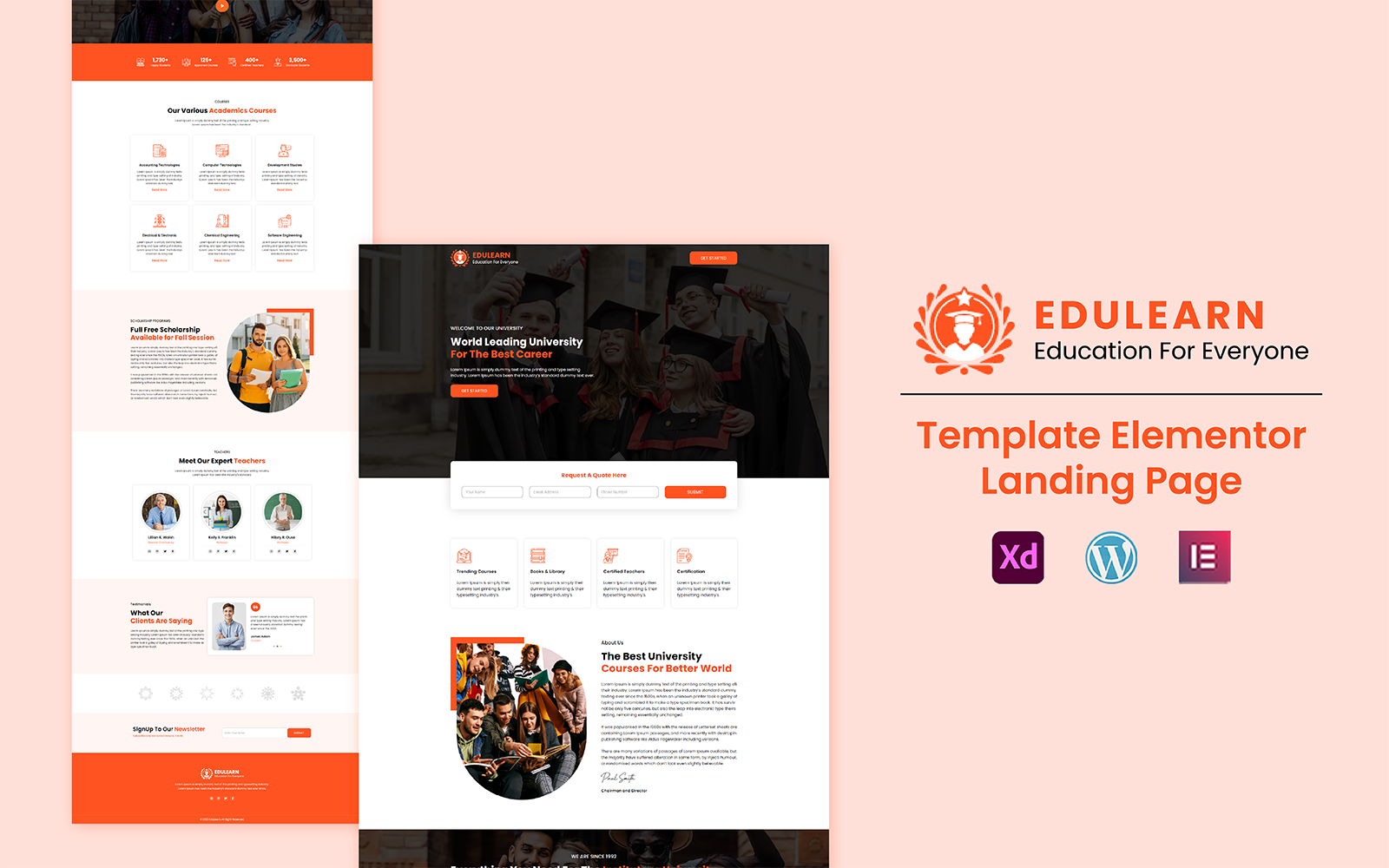 EduLearn - School and University Education Ready to Use Elementor Template