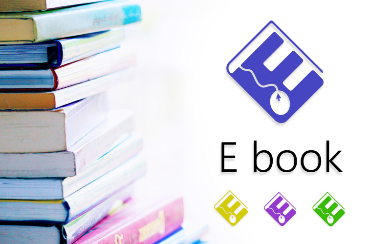 Best E Book LOGO For Online E Book Websites and Online E Book Apps. Logo Template
