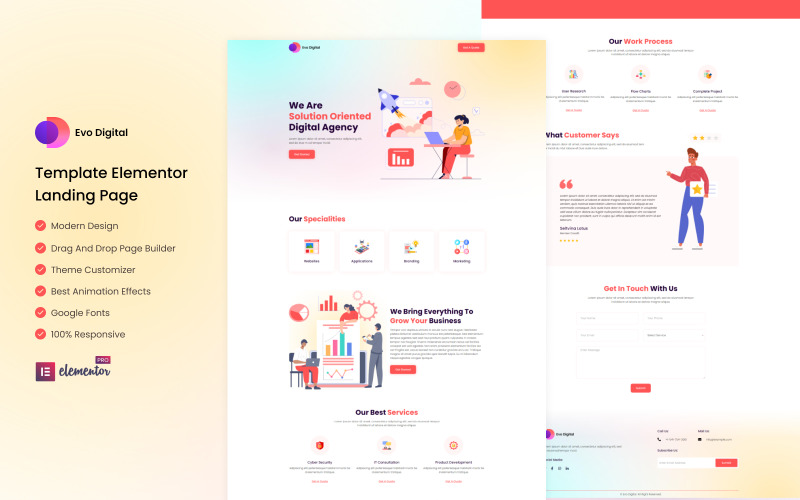 Evo Digital - IT Services Ready to Use Elementor Template Elementor Kit