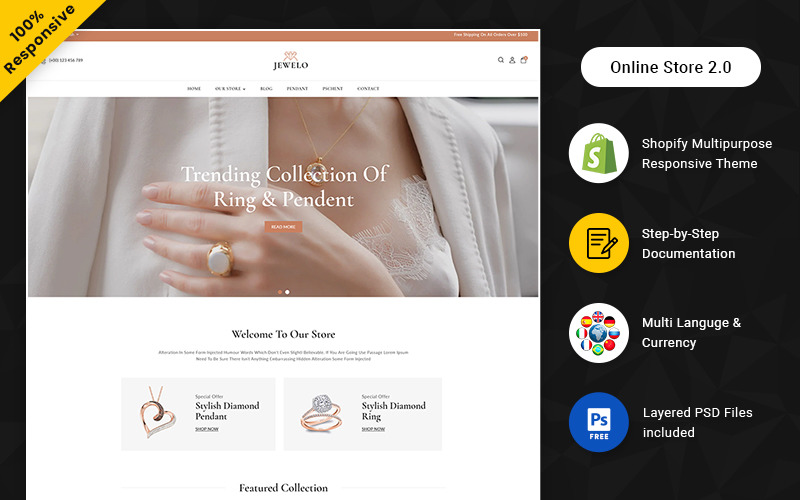 Jewelo - Jewellery And Accessories Multipurpose Shopify Store Shopify Theme