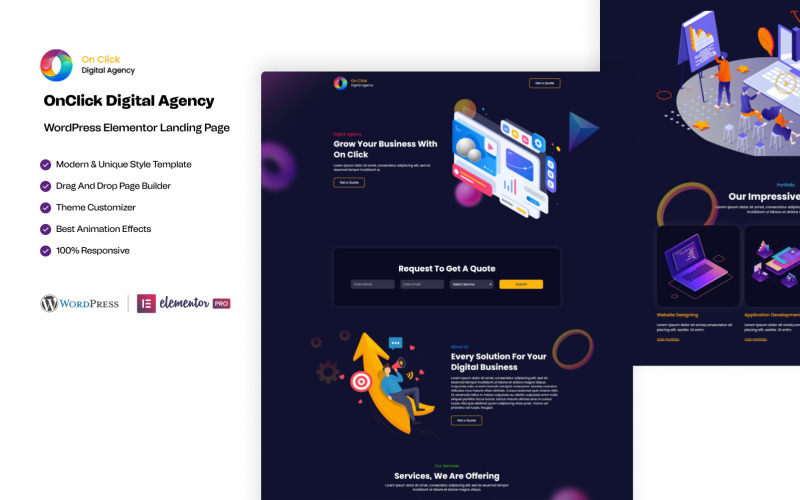 OnClick Digital Agency – Ready to Use WordPress Elementor Template Elementor Kit