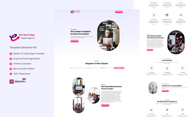 The Next Step - Digital Agency Ready to use Elementor Template Elementor Kit