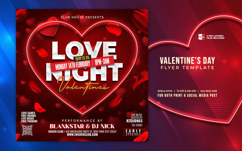 Valentines Day Flyer Template Corporate Identity